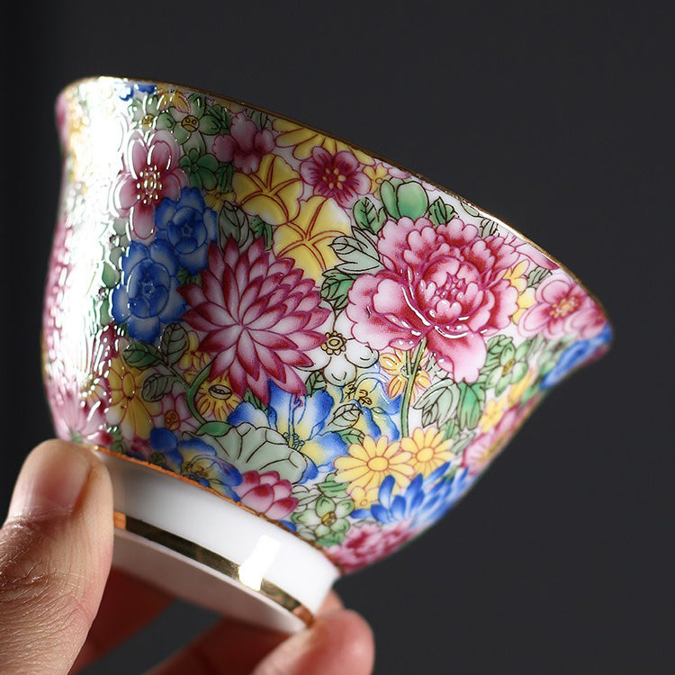 Enamel Porcelain Flowers Gaiwan