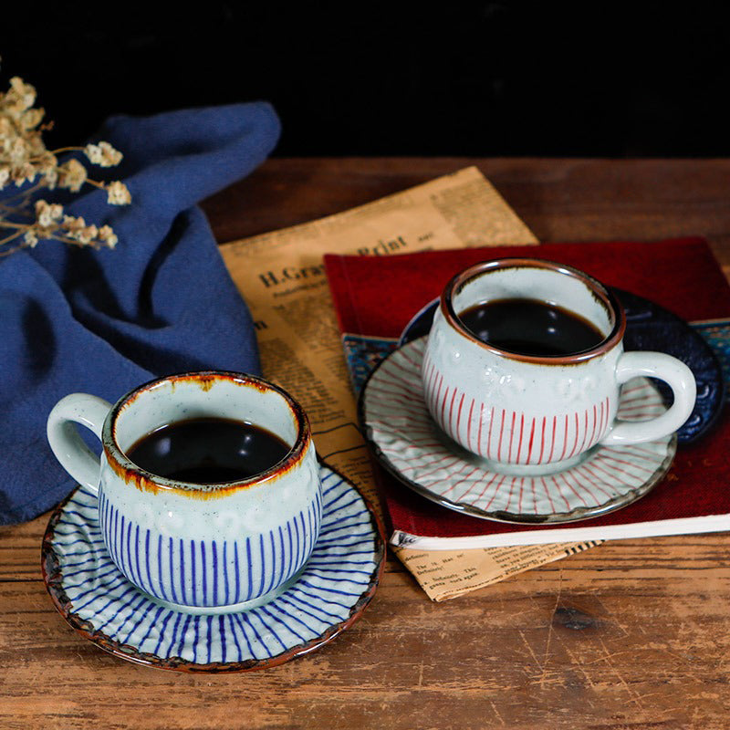 (Set of Two) Japanese Tea Cup With Handle And Saucer