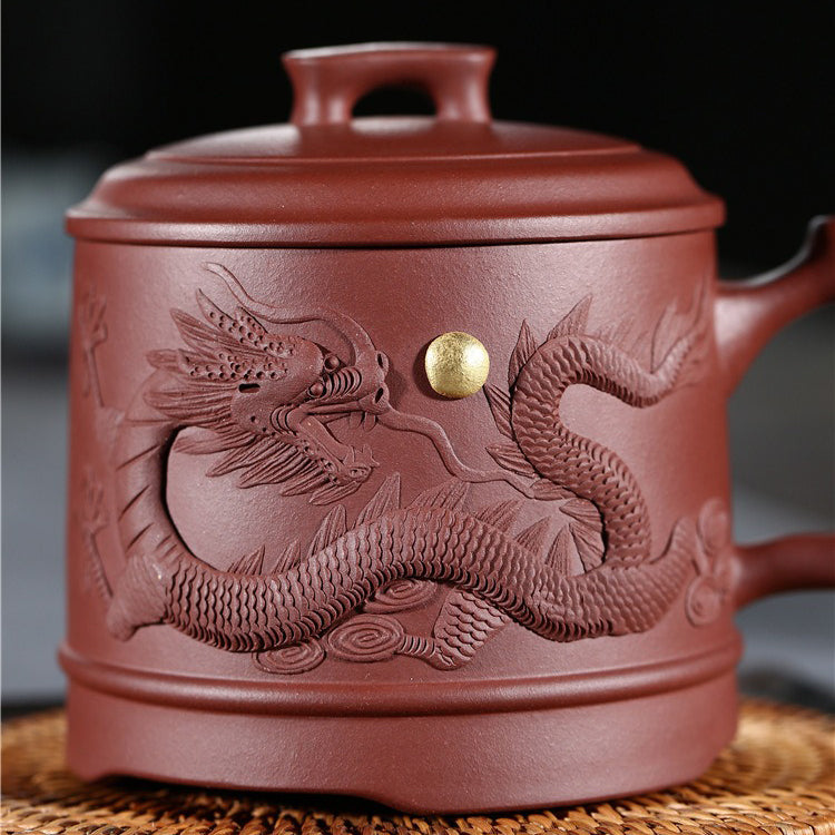 Yixing Purple Clay Carved Dragon Tea Mug