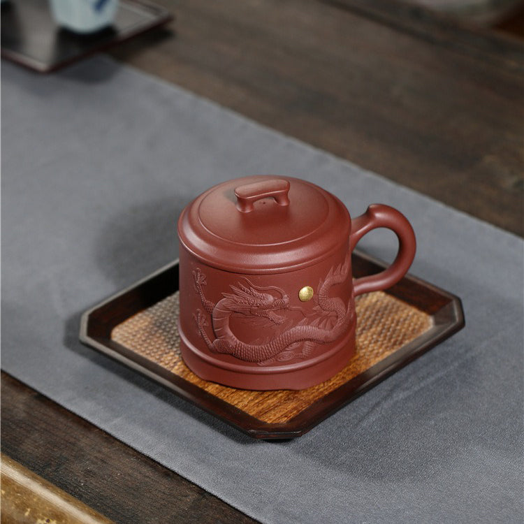 Yixing Purple Clay Carved Dragon Tea Mug