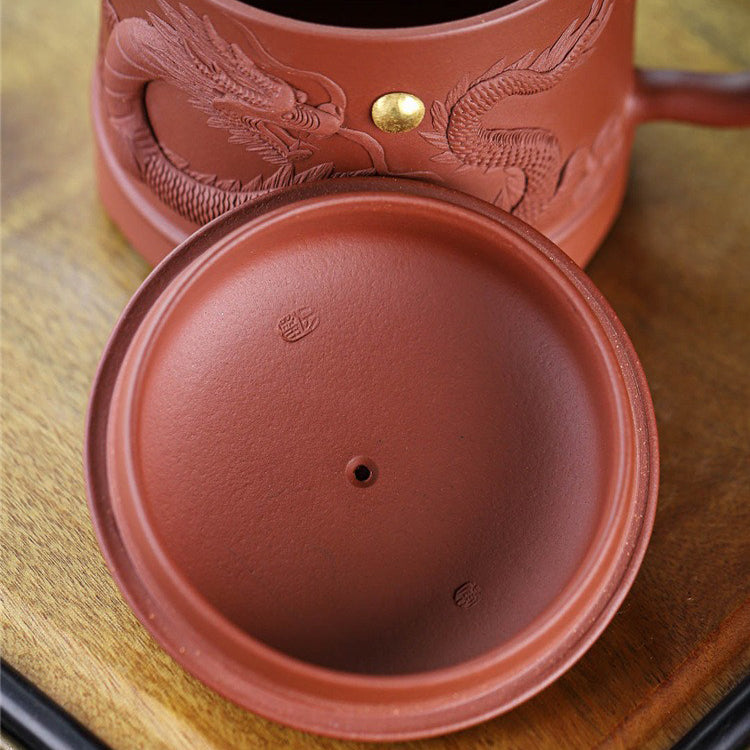 Yixing Purple Clay Carved Dragon Tea Mug