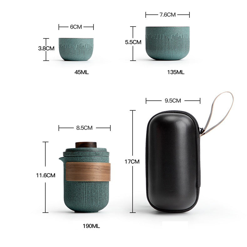 Bluestone Glaze Portable Storage Travel Tea Set Quick Customer Small Set  Outdoor Portable Simple Glass Tea Making Quick Customer Cup in 2023