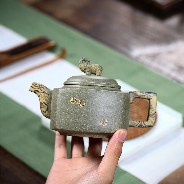 Yixing Green Clay Elephant Teapot