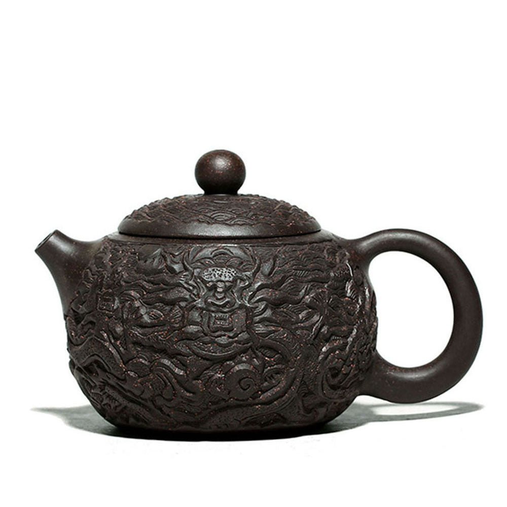 Black Dragon Shipiao Teapot, Flat Lid, Wuhui Heini Clay 180ml