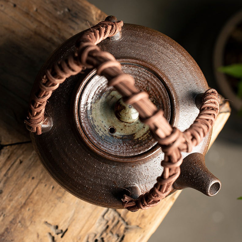 Japanese Chai Kiln Bamboo Handle Teapot