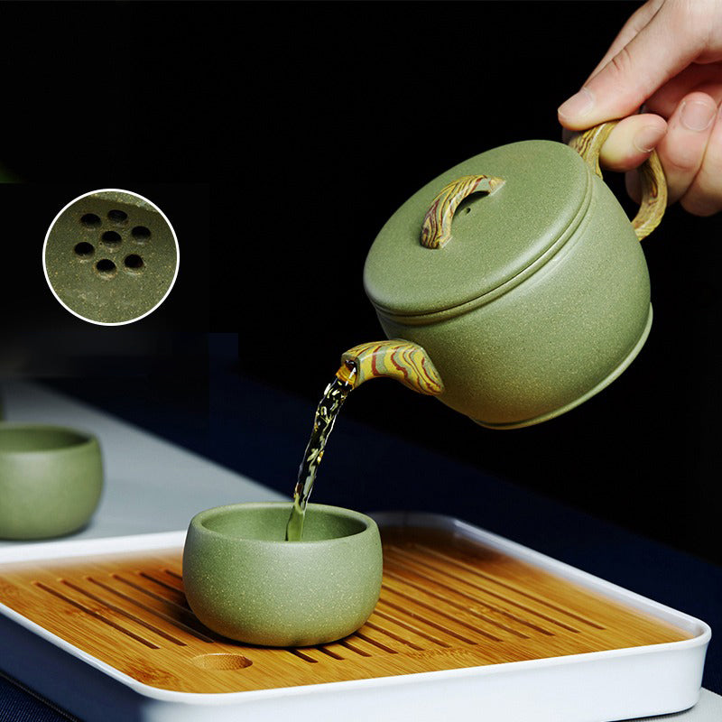 Handmade Yixing Green Clay Tea Set