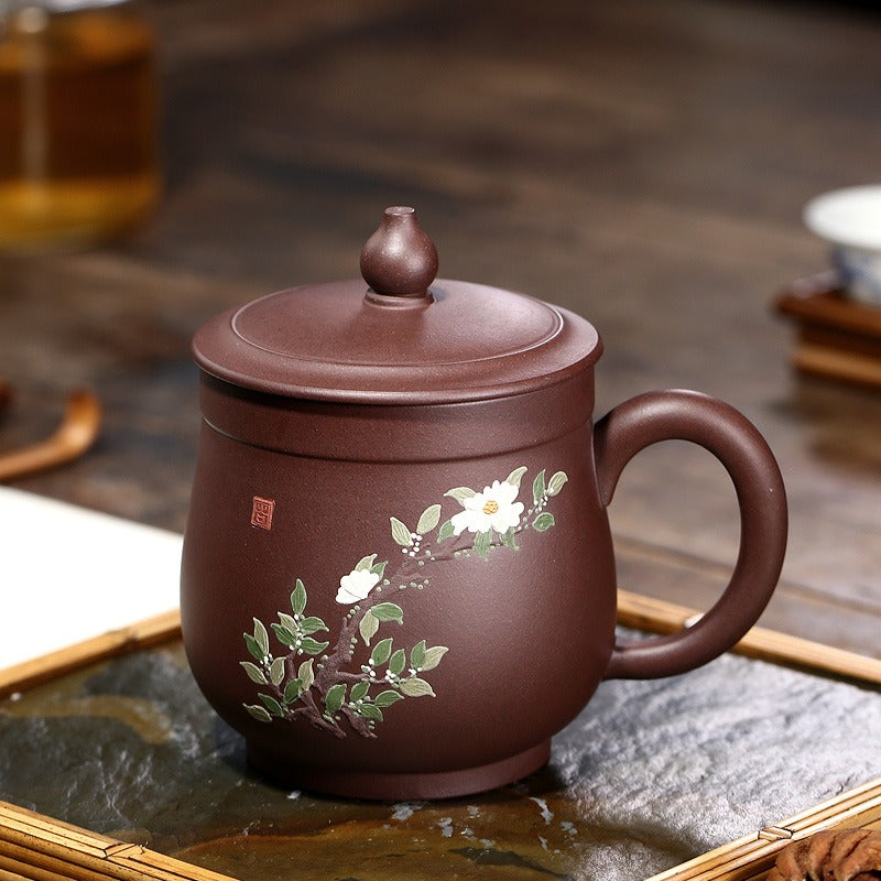 Yixing Purple Clay Wealthy Flower Tea Cup