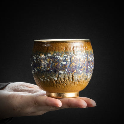 Kiln Glazed Gongfu Tea Cup With Gold