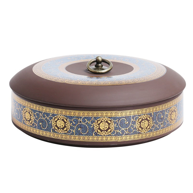 Yixing Clay Puerh Tea Cake Flat Caddy