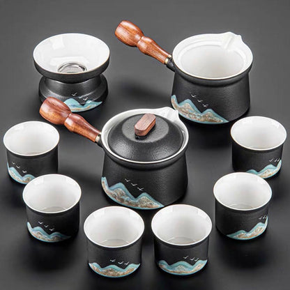 Mountains And Birds Ceramic Tea Set