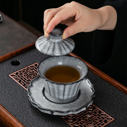 Black Ice Crack Ceramic Tea Set