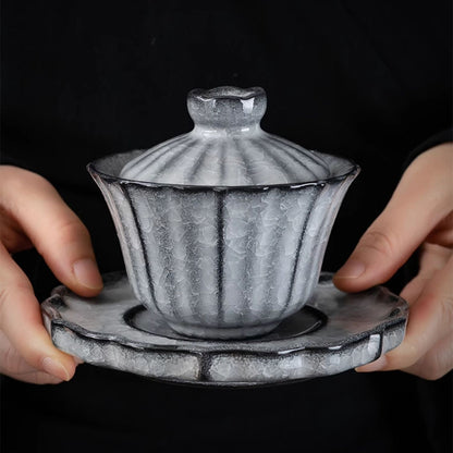 Black Ice Crack Ceramic Tea Set