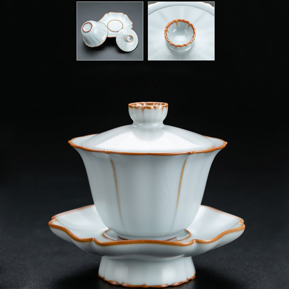 Chinese Ruyao Flower Tea Set With Sauser