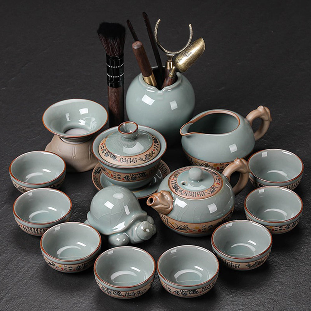 Ice Crack Geyao Tea Set With Gift Box