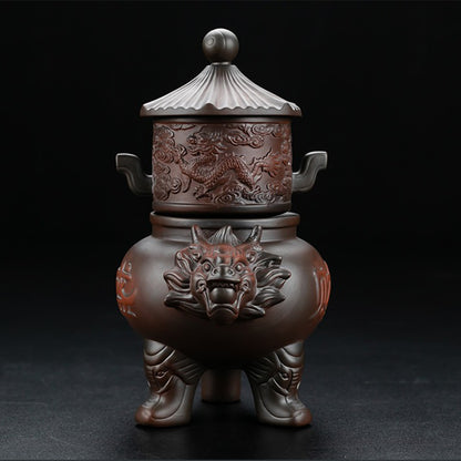 Purple Pottery Dragon Automatic Tea Set