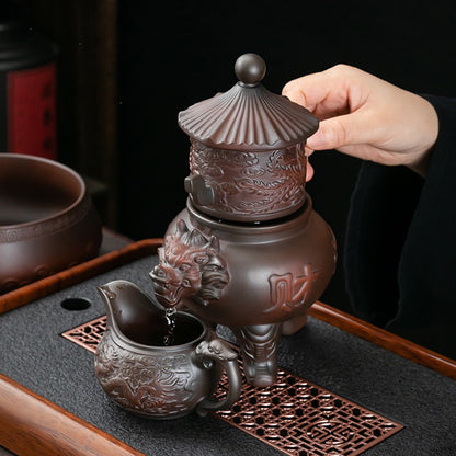 Purple Pottery Dragon Automatic Tea Set