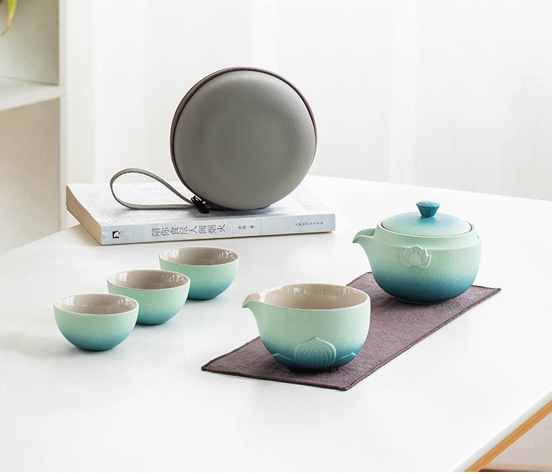 Shiboridashi Lotus Travel Tea Set