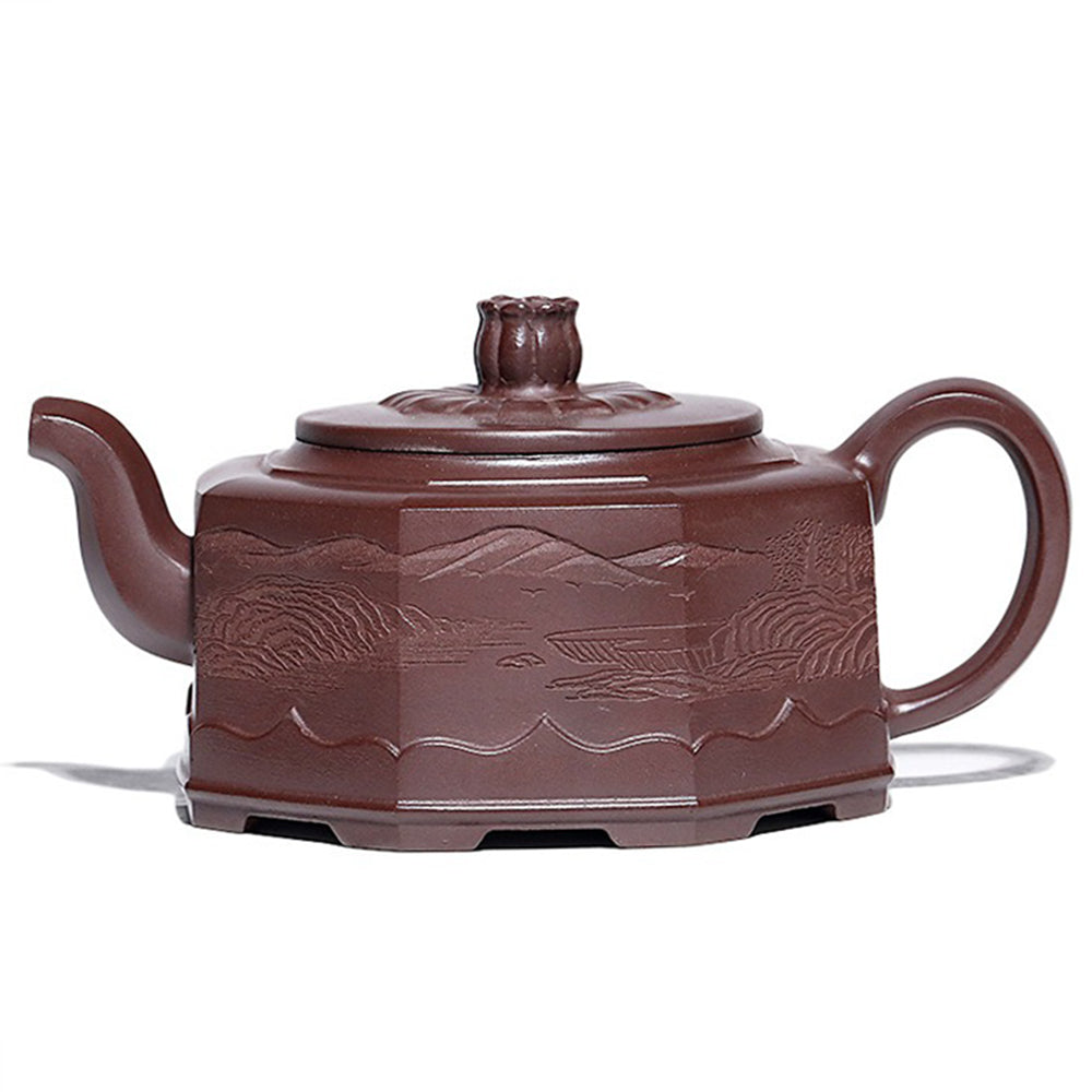 Landscape Purple Clay Octagonal Teapot