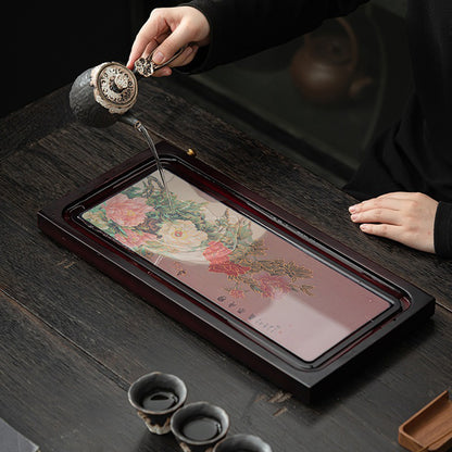 Color Change Peony Bamboo Tea Tray