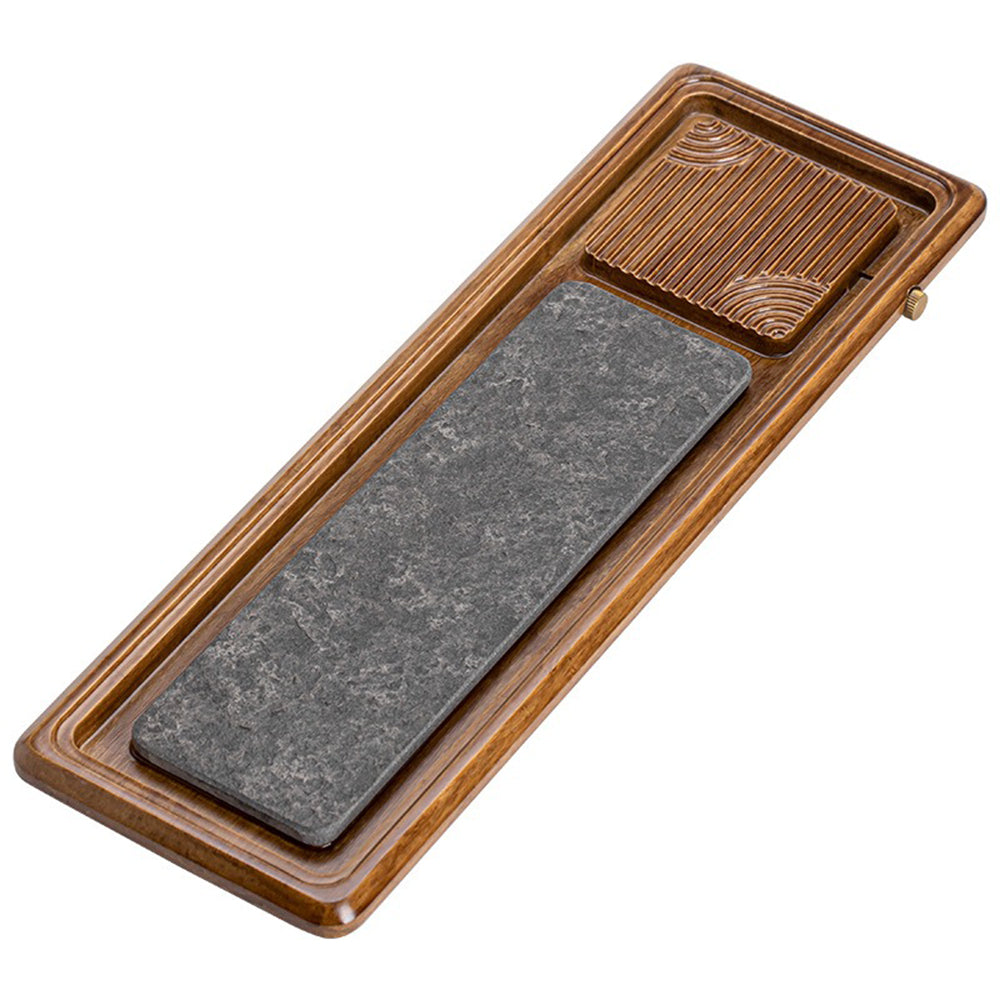 Black Stone And Heavy Bamboo Tea Tray