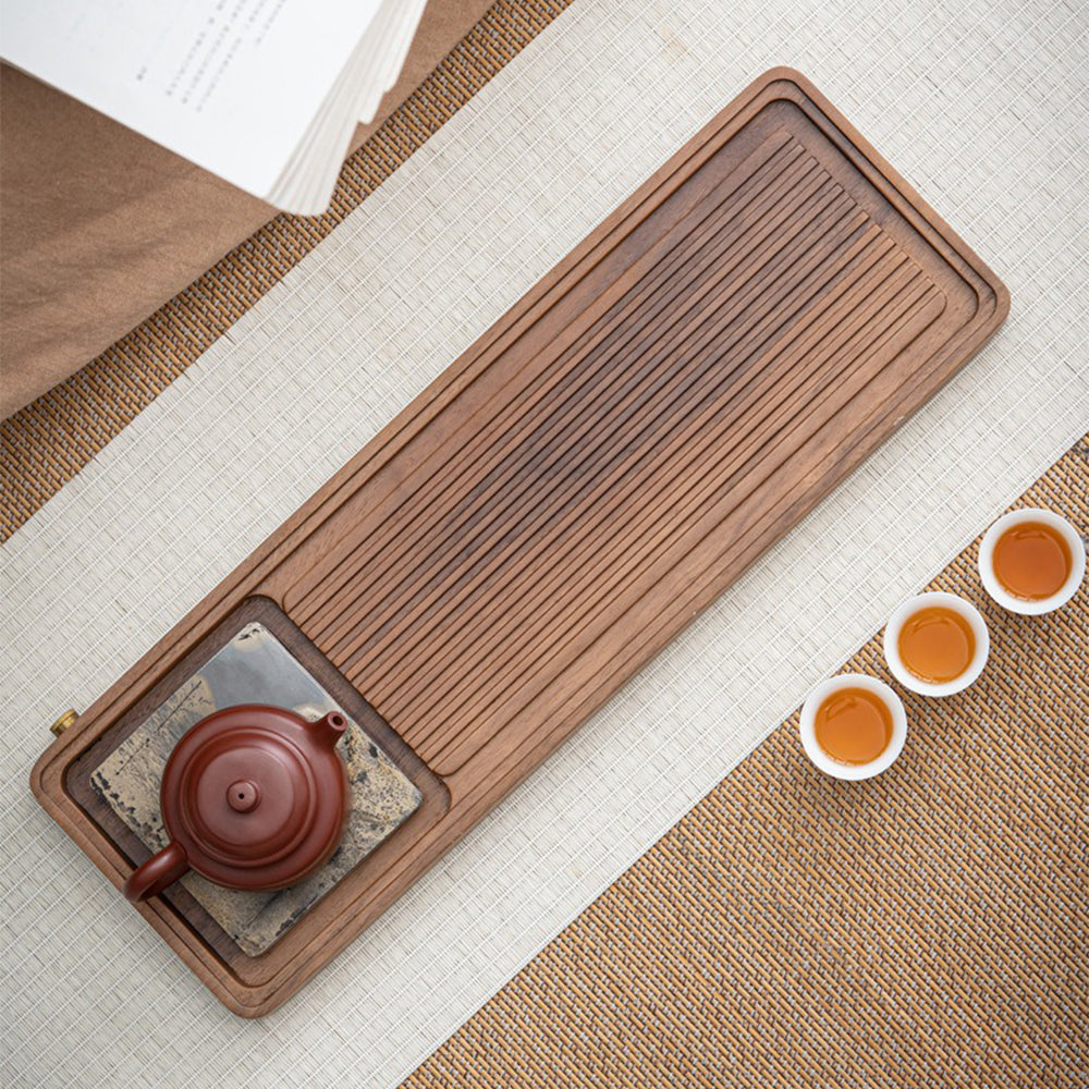 Walnut Tea Tray With Stone Painting