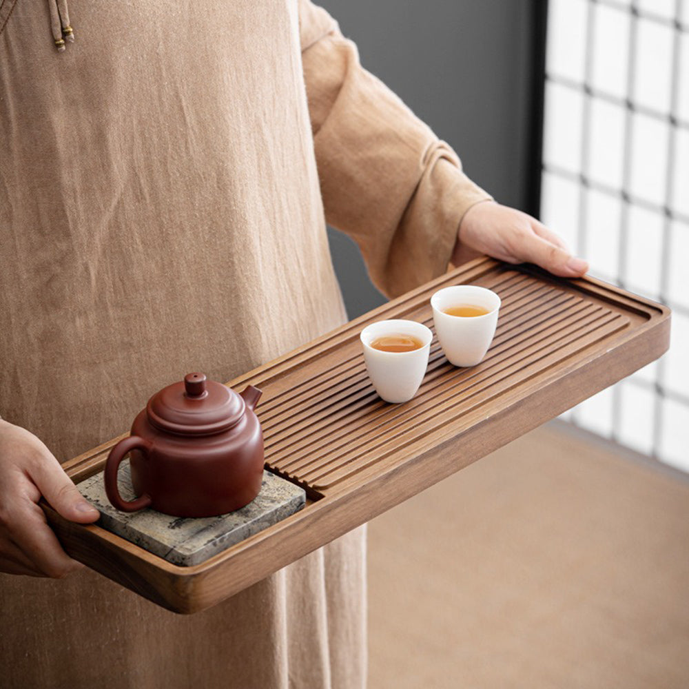 Walnut Tea Tray With Stone Painting