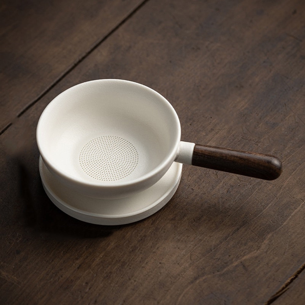 Ceramic Pan Tea Strainer With Coaster