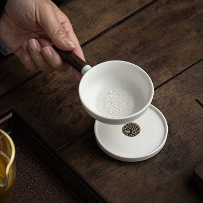 Ceramic Pan Tea Strainer With Coaster