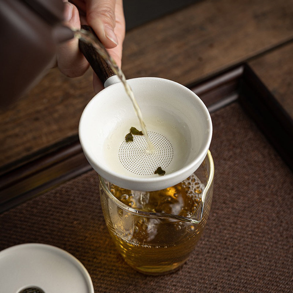 Ceramic Pan Tea Strainer With Coaster