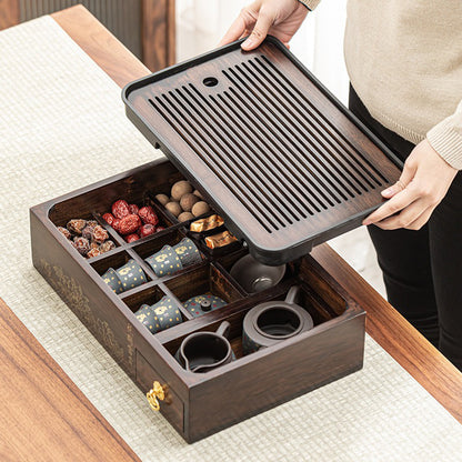 Purple Clay Tea Set With Storage Box Tray