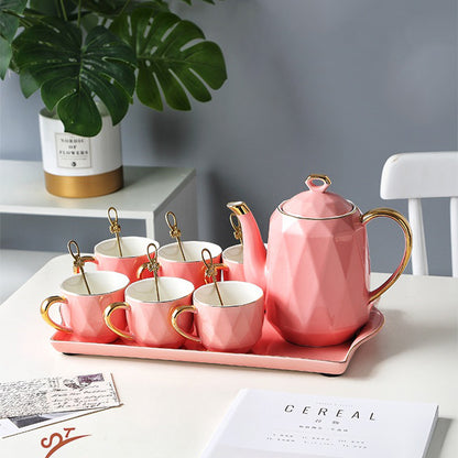 Diamond Cut Facets Ceramic Modern Tea Set