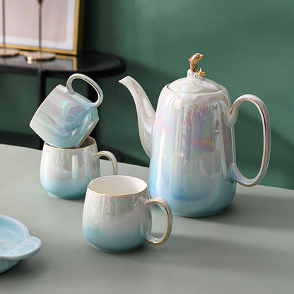 Gradient Blue Pearl Glaze Modern Tea Set