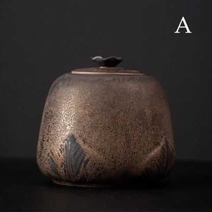 Handmade Japanese Coarse Pottery Tea Caddy