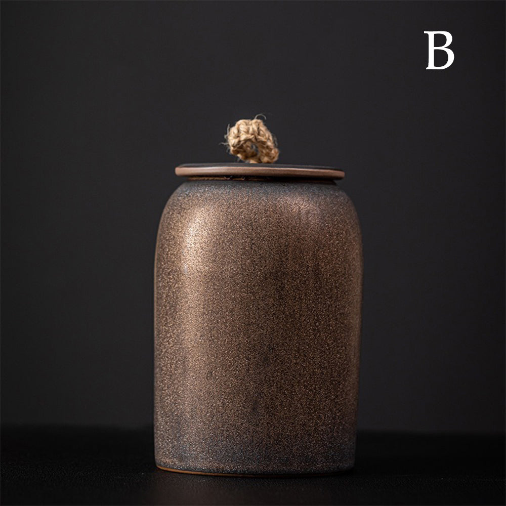 Handmade Japanese Coarse Pottery Tea Caddy