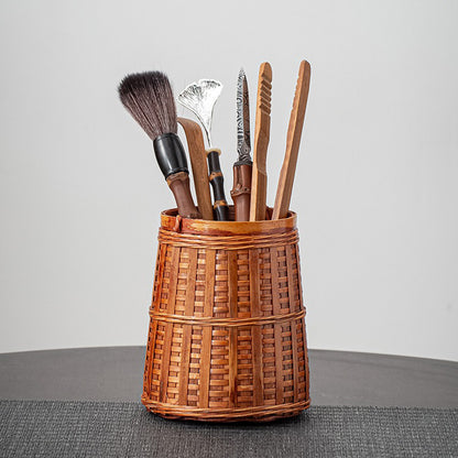 Bamboo Tea Utensils Set With Woven Holder