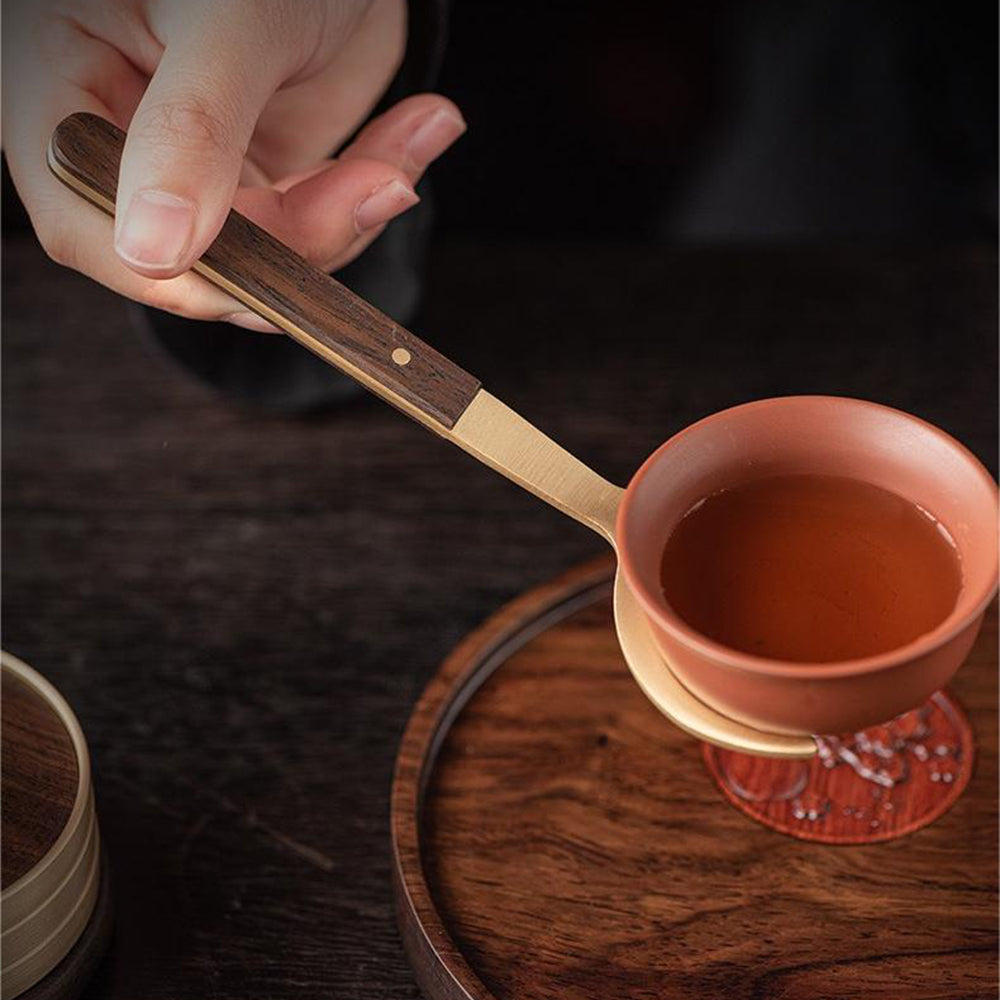 Ebony &amp; Copper Tea Utensils Set With Coaster