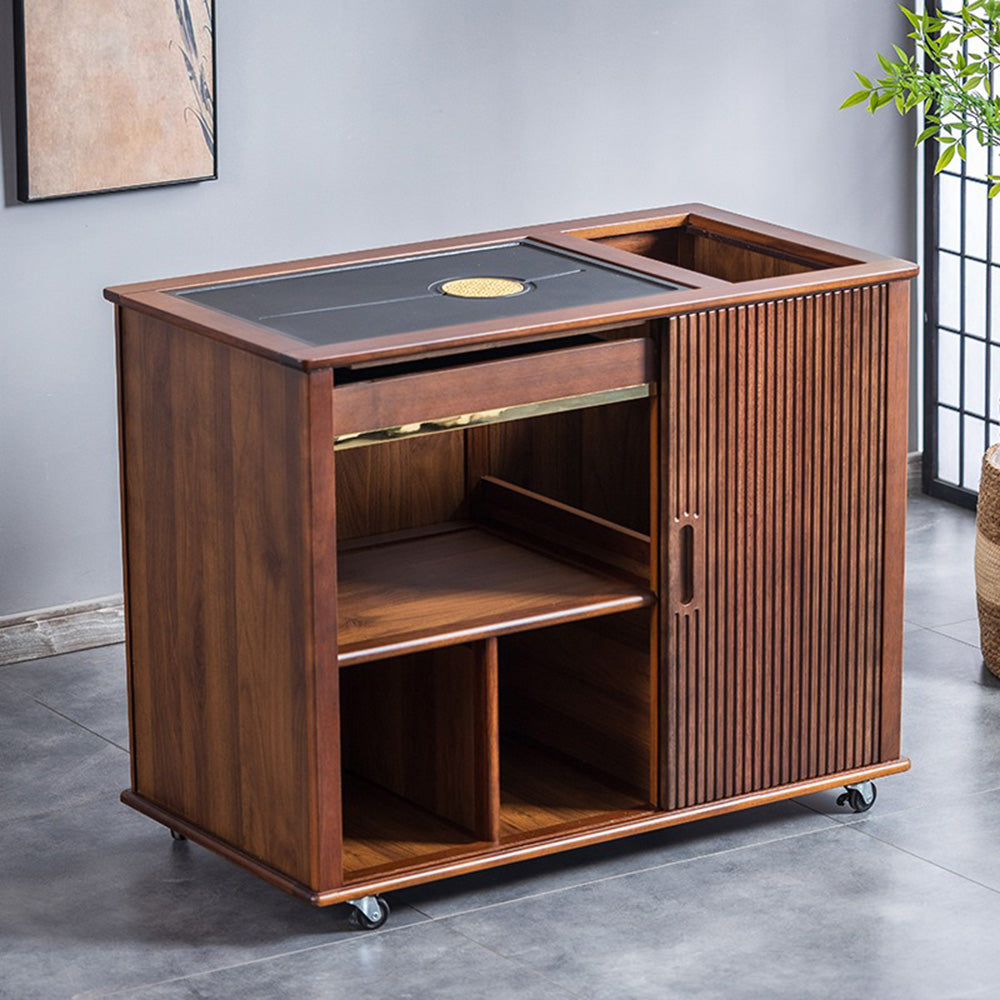 Movable Tea Table With Black Stone Tea Tray