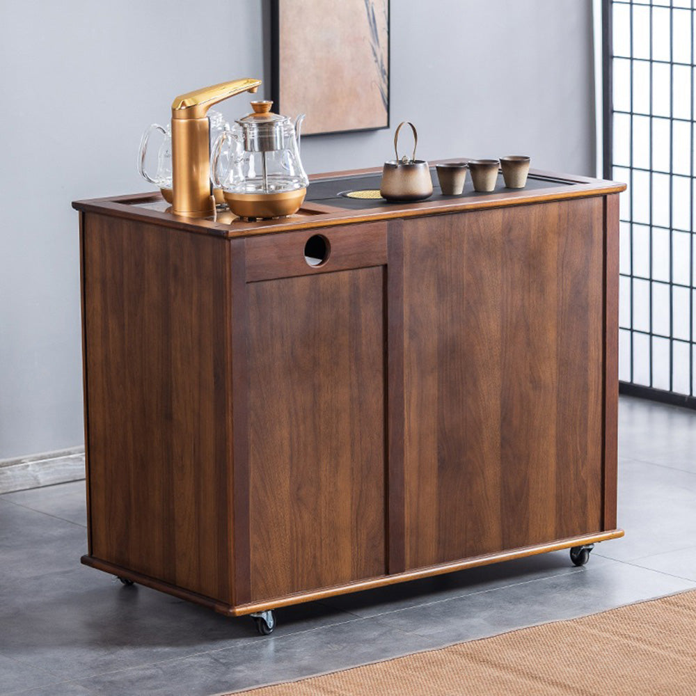 Movable Tea Table With Black Stone Tea Tray