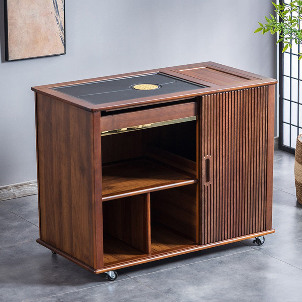 Movable Tea Table With Black Stone Tea Tray