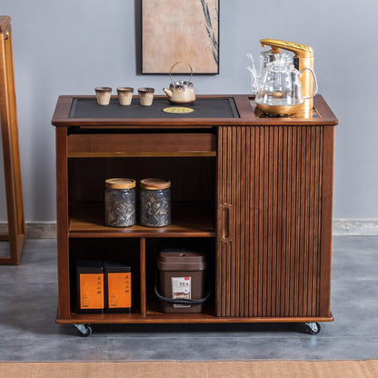 Movable Tea Table With Black Stone Tea Tray