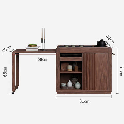 Extendable Walnut Movable Tea Table