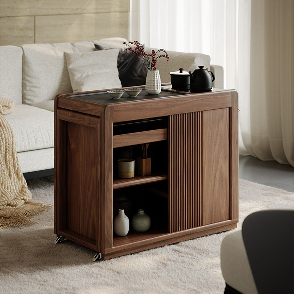 Extendable Walnut Movable Tea Table