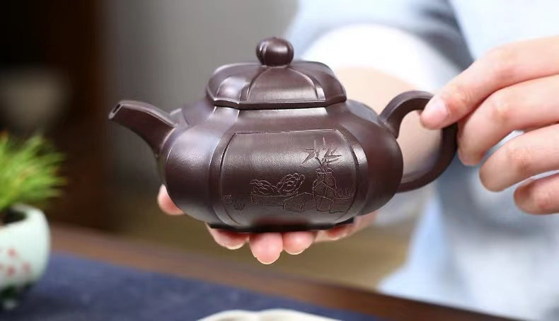 Authentic Yixing Purple Clay Square Teapot