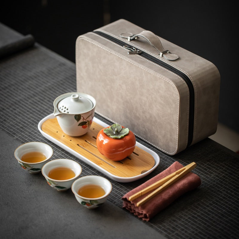 Easy Travel Gaiwan Tea Set 'Persimmon Paradise