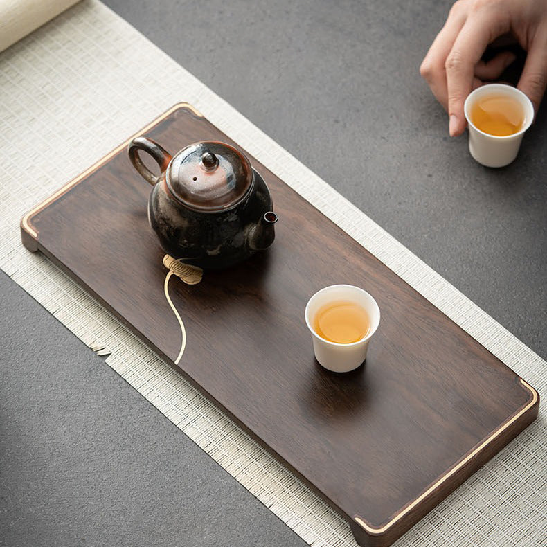 Ebony Small Tea Tray With Silver Lotus