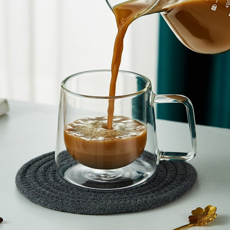 Double Wall Glass Tea Mug With Rabbit Ears