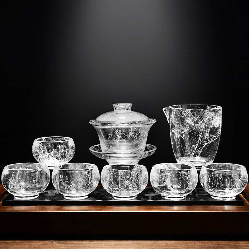 Crystal Snowflake Flower Glass Tea Set