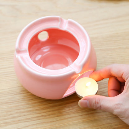 Glass Tea Set With Pink Porcelain Warmer