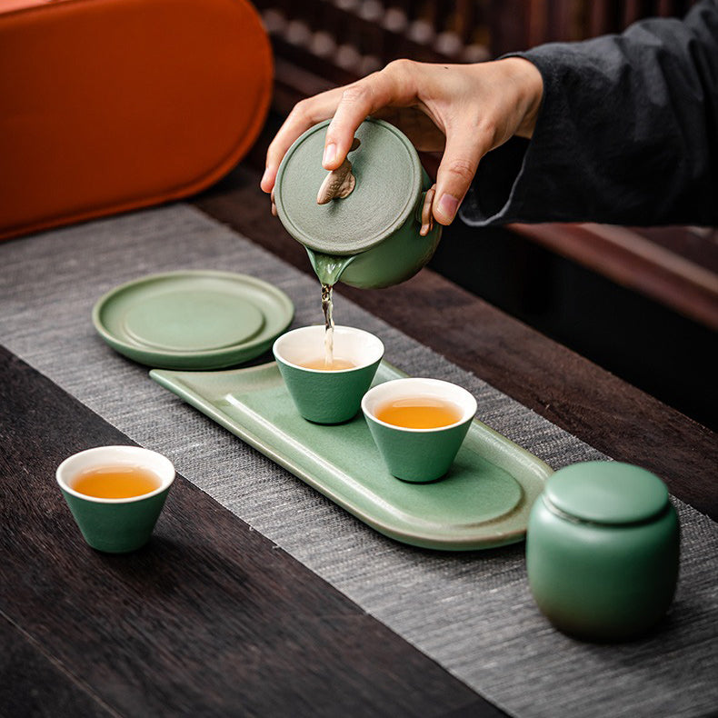 Portable Goldfish Kung Fu Tea Set With Bag