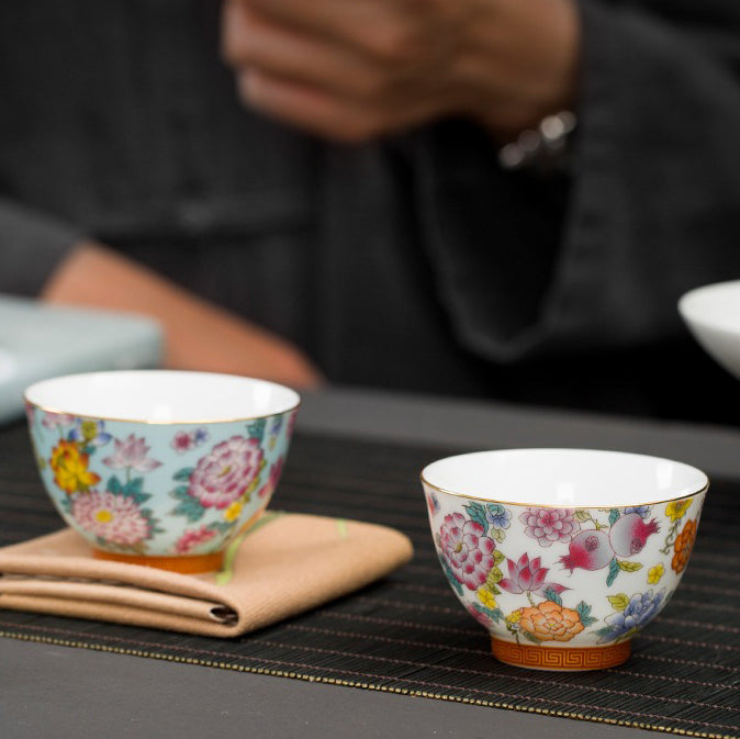 Six Color Enamel Color Kung Fu Tea Set (Set of 6)